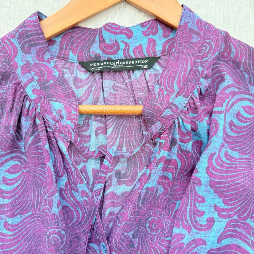 Peruvian Connection Women’s Patterned Buttondown … - image 3